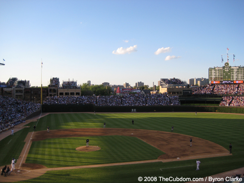 Wrigley Field at dusk