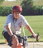 Byron riding his bike across Wisconsin.