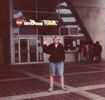 Byron waving in front of the Skydome in Toronto