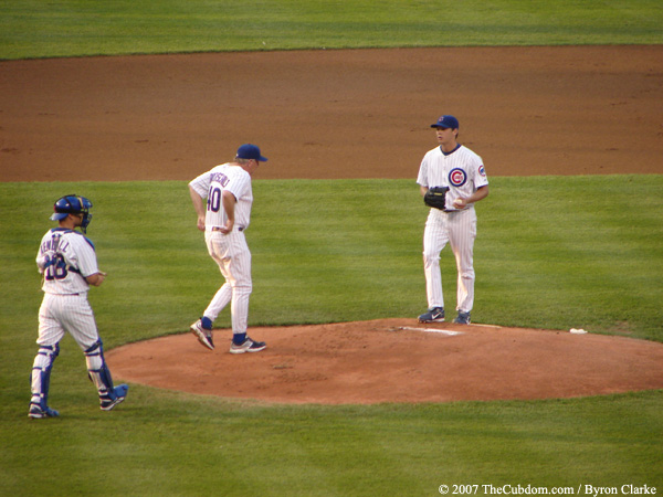 Larry Rothschild visits the mound